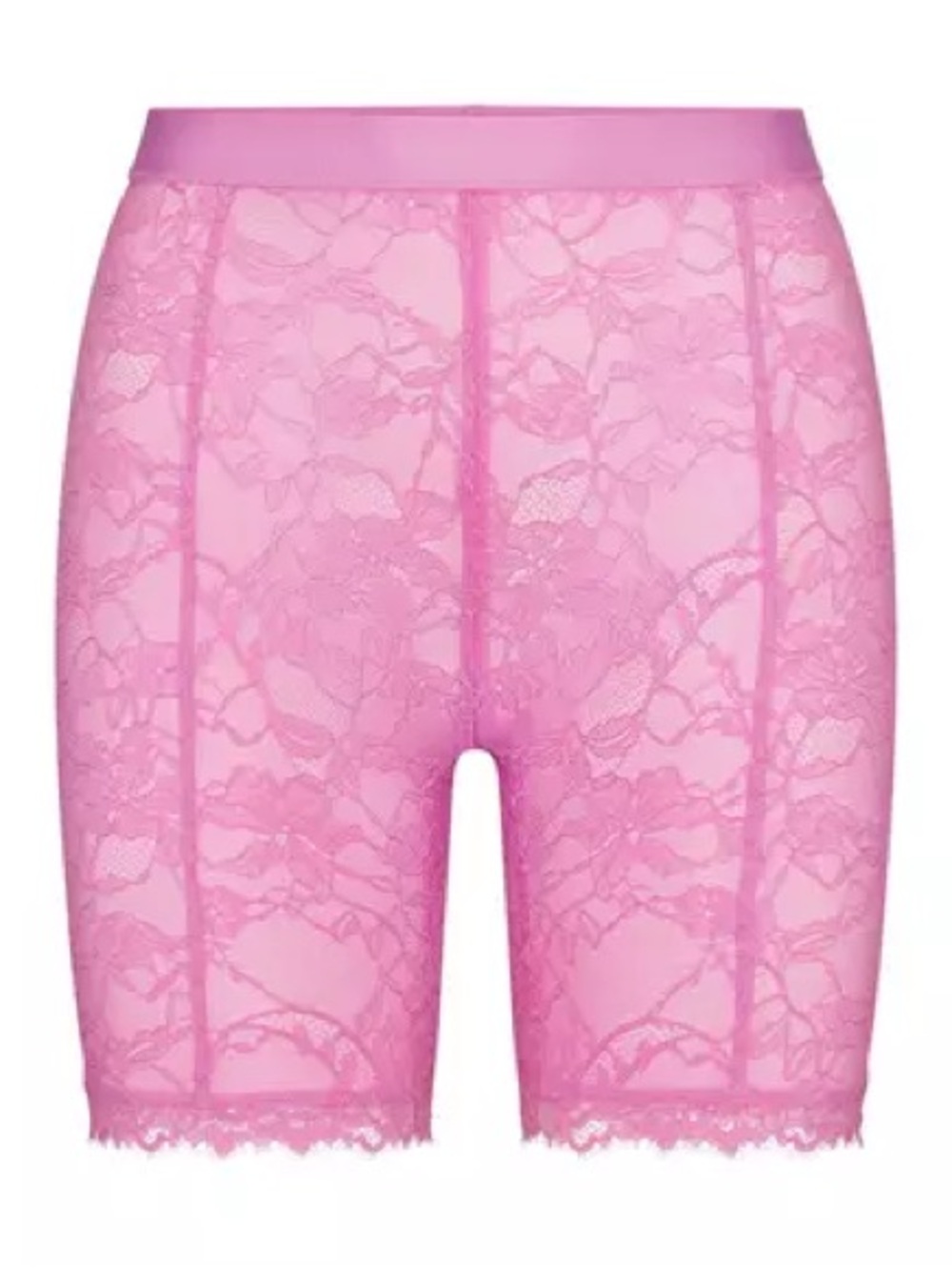 SKIMS Lace Biker Shorts in Bubble Gum Pink